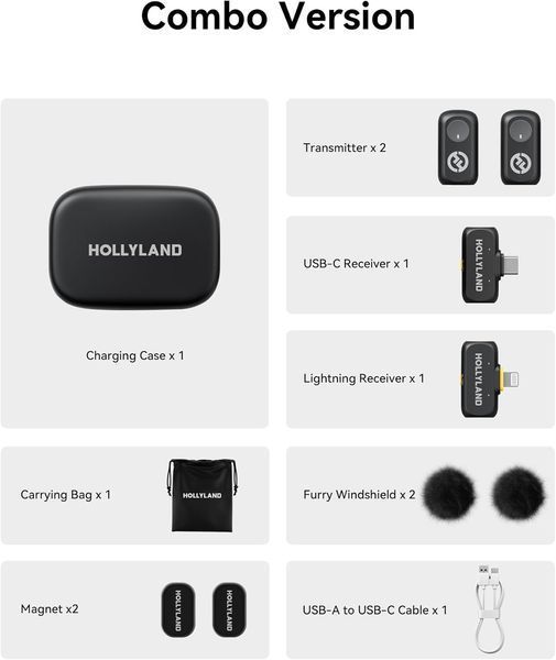 Радиосистема Hollyland LARK A1 Combo (2TX+Lightning RX+USB-C RX) Ivory White LARK A1 Combo (2TX+Lightning RX+USB-C RX) фото
