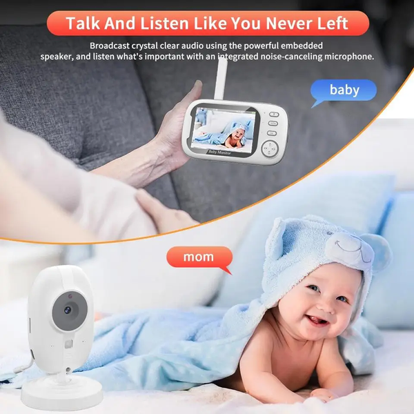 Видеоняня СDYCAM Baby Monitor 3.5 с датчиком звука (двухсторонний аудиоразговор), ночное видение + термометр радионяня ABM600 фото
