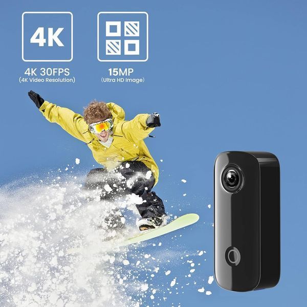 Екшн-камера SJCAM C100 Plus, 4K, 30 м, водонепроникна, 2,4 ГГц, Wi-Fi C100+ Black фото