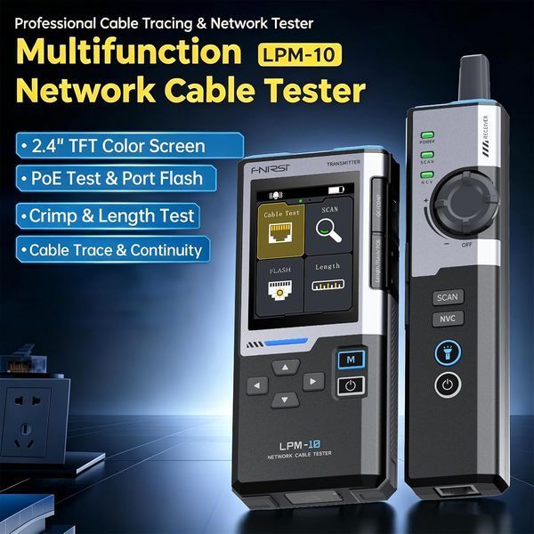 Мережевий тестер FNIRSI LPM-10A з трасошукачем кабелю RJ45/RJ11, PoE, NCV, TFT 2.4", USB Type-C, 1500 мАг LPM-10A фото