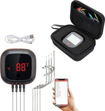 BBQ термометр Inkbird IBT-4XS з Bluetooth на 4 щупи, цифровий, акумулятор 1000 мАг, кейс для зберігання IBT-4XS фото