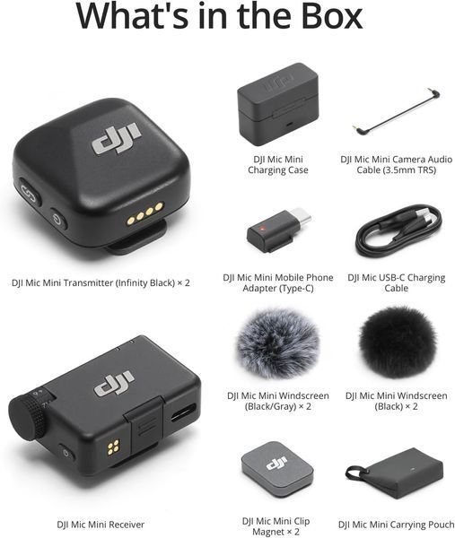Мікрофонна радіосистема для смартфона та камери DJI Mic Mini 2TX + 1RX + Charging Case (CP.RN.00000433.01) CP.RN.00000433.01 фото