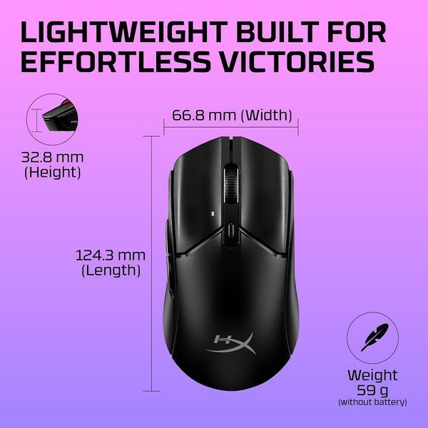 Миша HyperX Pulsefire Haste 2 Core Wireless/Bluetooth Black (8R2E6AA) 8R2E6AA фото