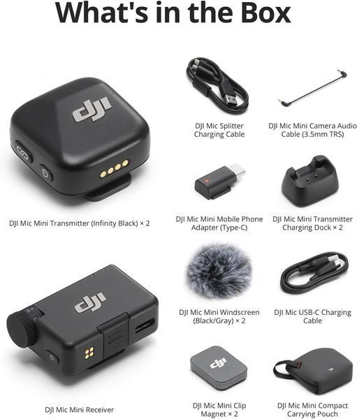 Мікрофонна радіосистема для камери, для смартфона DJI Mic Mini 2TX + 1RX (CP.RN.00000434.01) CP.RN.00000434.01 фото
