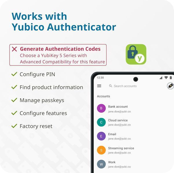 Ключ безпеки Yubico Security Key NFC, USB-C/NFC, FIDO2/U2F, апаратна MFA аутентифікація, підтримка passkey Security Key NFC фото