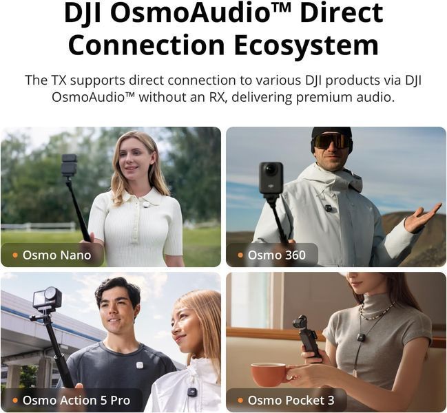Мікрофонна радіосистема для сматрфону DJI Mic Mini Mobile Version (2 TX + 1 Mobile RX) Mic Mini Mobile Version (2 TX + 1 Mobile RX) фото