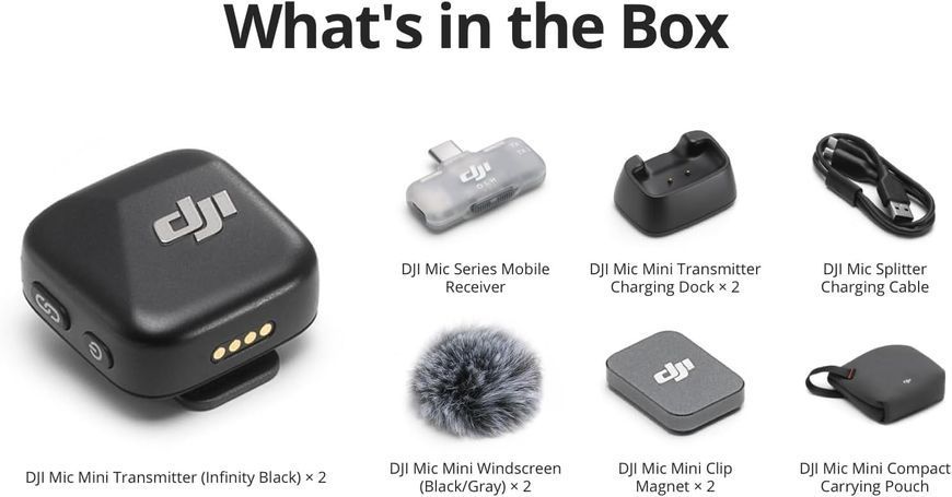 Мікрофонна радіосистема для сматрфону DJI Mic Mini Mobile Version (2 TX + 1 Mobile RX) Mic Mini Mobile Version (2 TX + 1 Mobile RX) фото