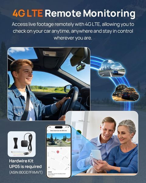 Автомобільний відеореєстратор 70mai Dash Cam A810 Lite 4K + RC21 Rear Camera (з карткою 64GB) A810 Lite 4K + RC21 фото