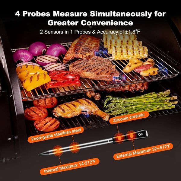 BBQ термометр INKGRILL ING14 цифровий із Bluetooth та Wi-Fi 2.4G на 4 бездротові щупи ING14-2 фото