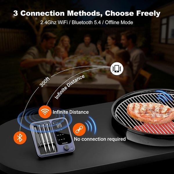 BBQ термометр INKGRILL ING14 цифровий із Bluetooth та Wi-Fi 2.4G на 4 бездротові щупи ING14-2 фото