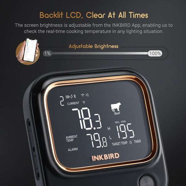 BBQ термометр INKBIRD BBQ Thermometer WiFi & Bluetooth на 4 щупа IBT-26S фото