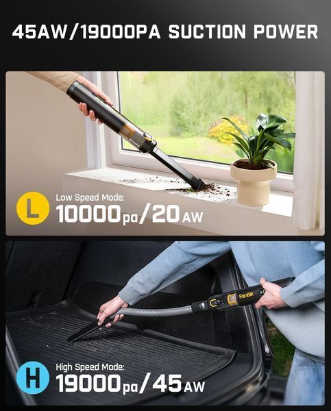 Автомобільний пилосос Fanttik Slim V10 APEX, 19000 Па, 4-в-1, акумуляторний, LED дисплей, 10 насадок, USB-C Slim V10 Apex фото