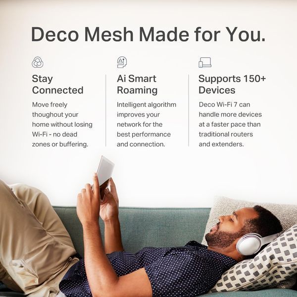 Комплект маршрутизаторів TP-Link Deco BE25 BE3600 (2-pack), Wi-Fi 7 Mesh система, покриття до 430 м&sup2; Deco BE25 фото