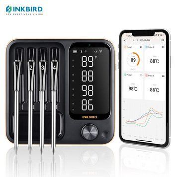 BBQ термометр Inkbird INT-14-BW цифровий із Bluetooth та Wi-Fi 2.4G на 4 бездротові щупи INT-14-BW фото