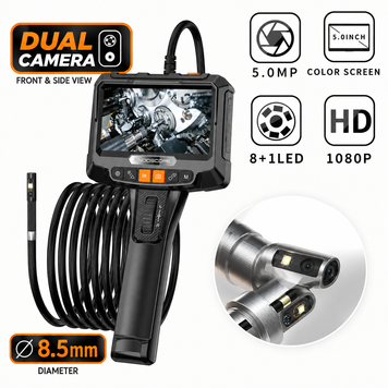 Профессиональный автомобильный поворотный эндоскоп Inskam Anesok S10 360&deg; Dual Camera 8.5mm 2MP Full HD 1м кабель + сумка кей Код: S10 S10 1m 8.5mm dual camera фото
