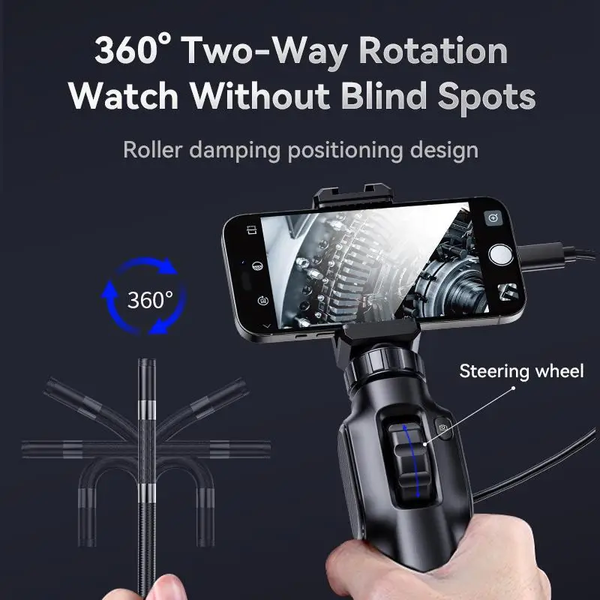 Профессиональный автомобильный поворотный эндоскоп, бороскоп KERUI 8mm 360&deg; Camera 2MP Full HD 1м кабель + сумка кейс KERUI 8mm фото