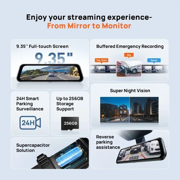 Відеореєстратор-дзеркало 70mai Rearview Dash Cam S410 Rearview Dash Cam S410 фото