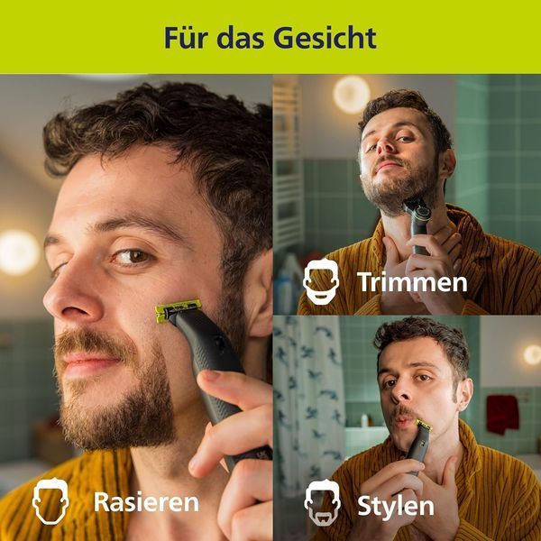 Триммер Philips OneBlade Pro 360 QP6552/15 для бороды и щетины, 20 настроек длины, влажное и сухое бритье QP6552/15 фото