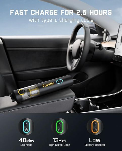 Автомобильный пылесос Fanttik Slim V8 APEX 4-в-1, 19000 Па, аккумуляторный, USB-C, Black Slim V8 APEX фото