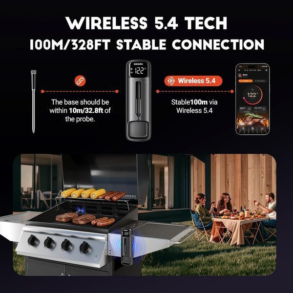 BBQ термометр Inkbird INT-11C-B цифровой с Bluetooth, беспроводной щуп, для гриля, коптильные и духовки INT-11C-B фото