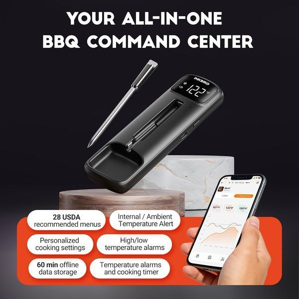BBQ термометр Inkbird INT-11C-B цифровой с Bluetooth, беспроводной щуп, для гриля, коптильные и духовки INT-11C-B фото