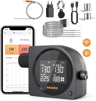 BBQ термометр, контроллер температуры для гриля INKBIRD ISC-028BW, Wi-Fi 5GHz+Bluetooth, 5 щупов, автоматическое управление вентилятором ISC-028-BW фото