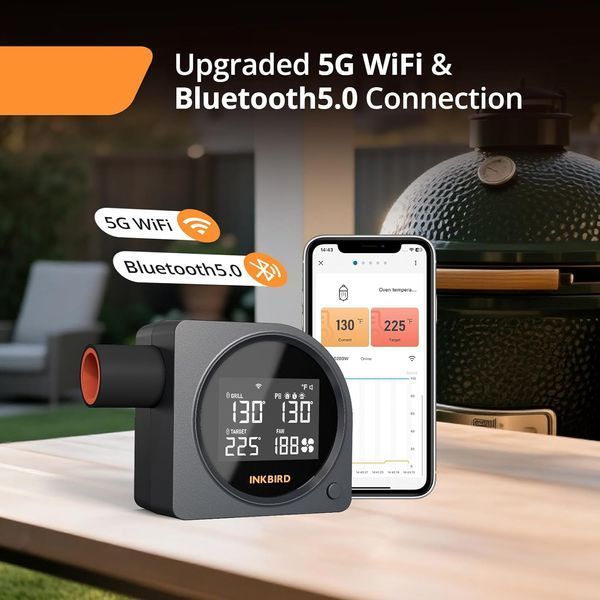 BBQ термометр, контроллер температуры для гриля INKBIRD ISC-028BW, Wi-Fi 5GHz+Bluetooth, 5 щупов, автоматическое управление вентилятором ISC-028-BW фото