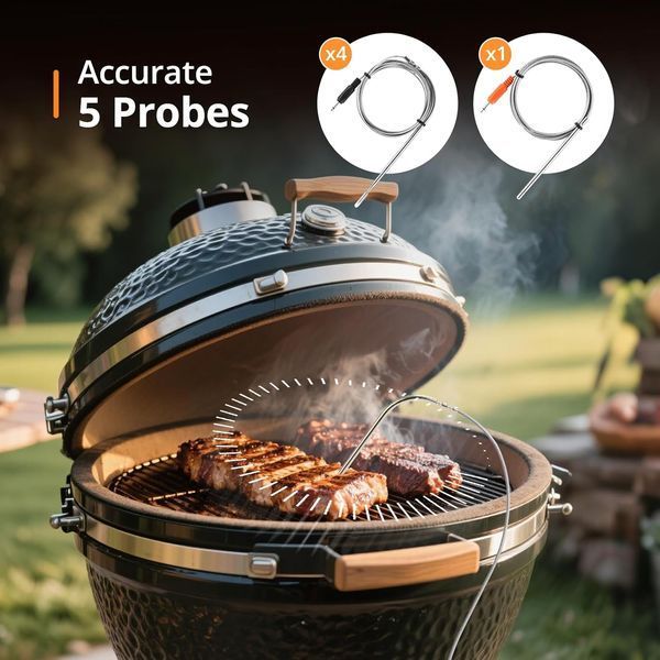 BBQ термометр, контроллер температуры для гриля INKBIRD ISC-028BW, Wi-Fi 5GHz+Bluetooth, 5 щупов, автоматическое управление вентилятором ISC-028-BW фото