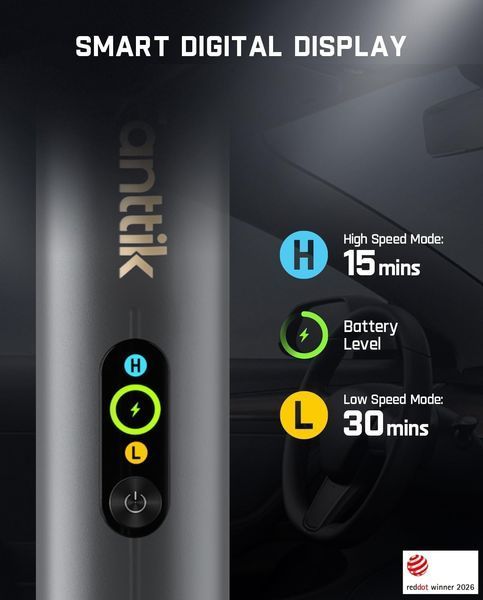Автомобільний пилосос Fanttik Slim V10 Apex 4-в-1 19000Pa з LED-дисплеєм, функцією видування, накачування та USB-C заряджання Slim V10 Apex фото