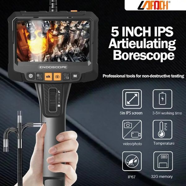 Профессиональный автомобильный поворотный эндоскоп Inskam Anesok S10 360&deg; Dual Camera 8mm 2MP Full HD 1м кабель + сумка-кейс S10 1m 8mm dual camera фото